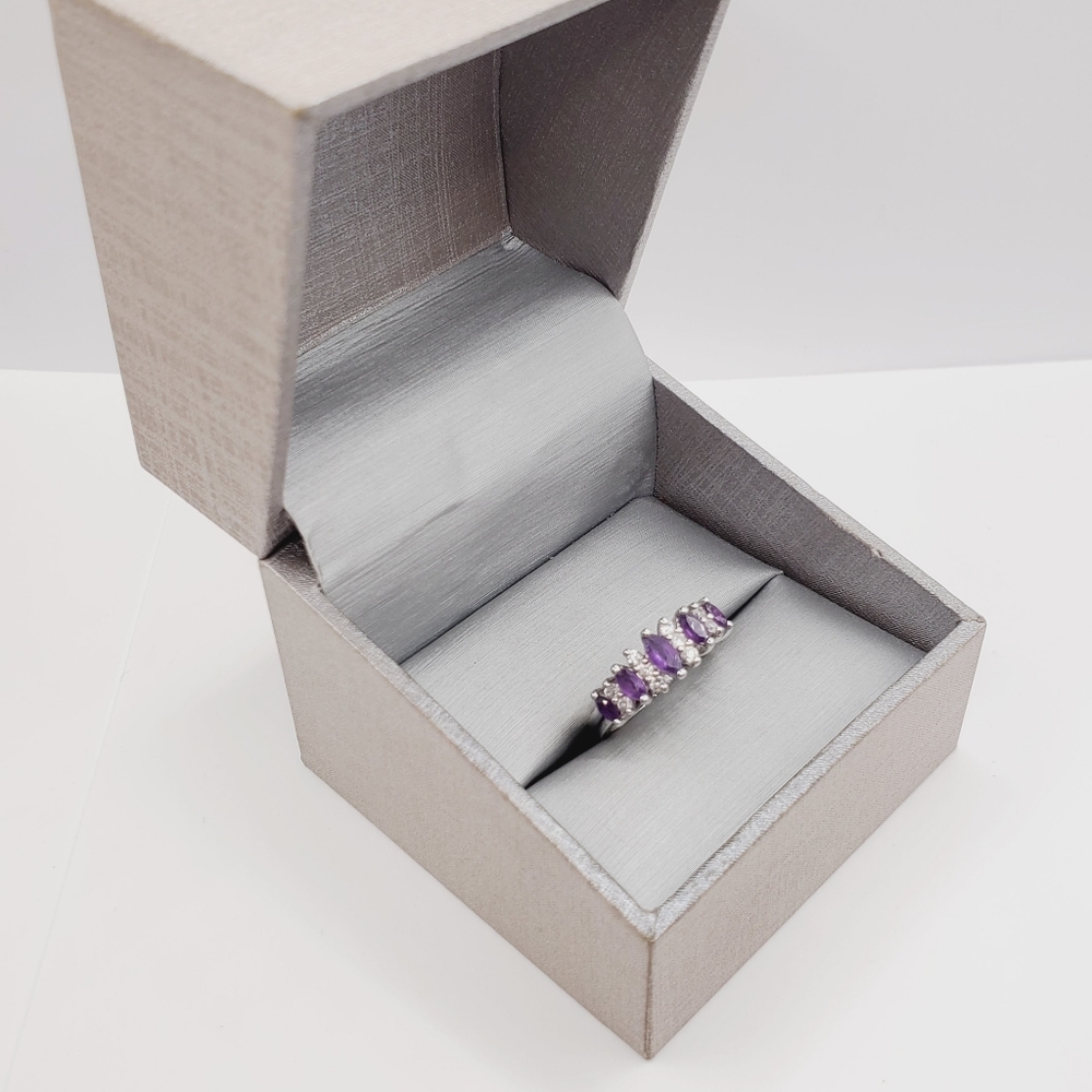 Amethyst Ring 925 Sterling Silver Ring Marquise Ring Purple Ring - Picture 9 of 9